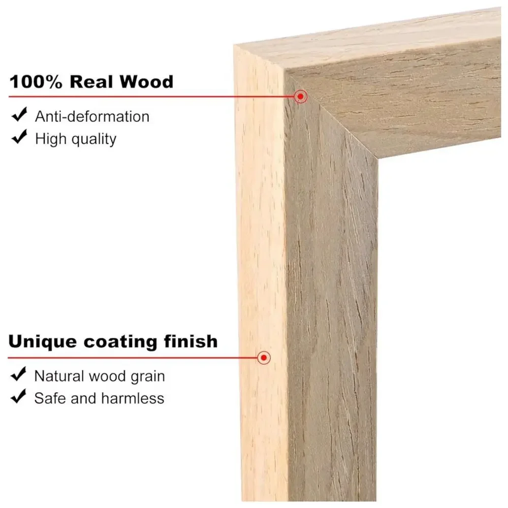 4pcs NEW natural wood picture frames set 8x10”.